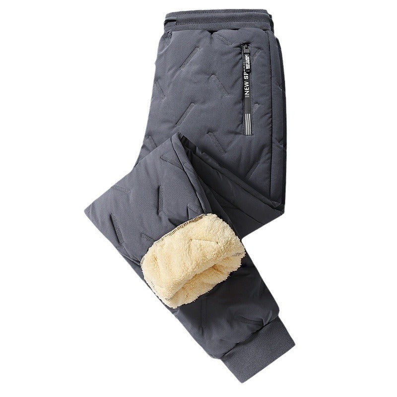 Lambswool Fleece Lined Padded Warm Keeping Loose Casual Pants