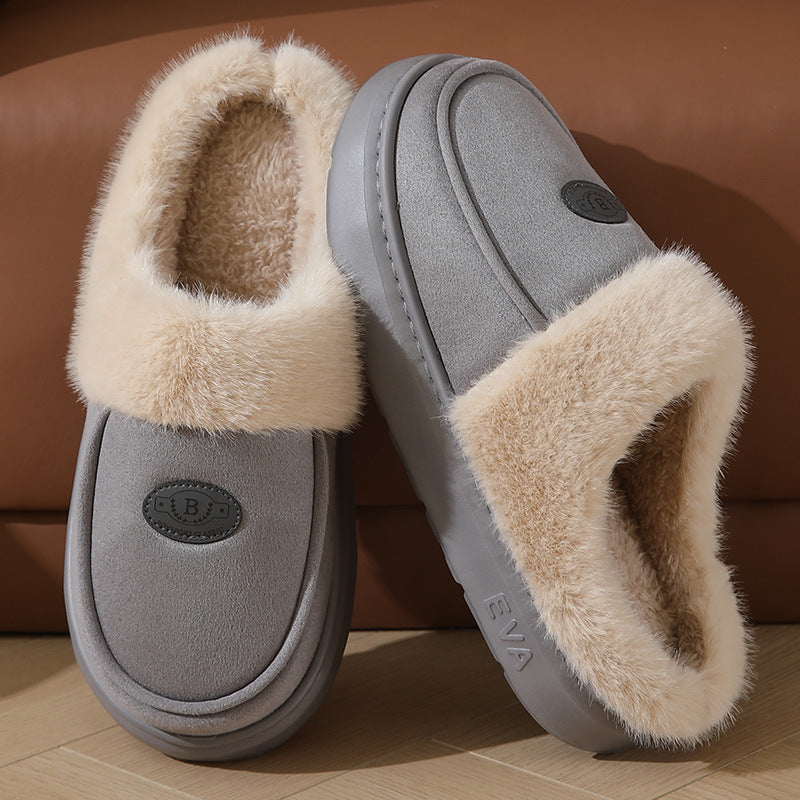 Winter Plüsch Hausschuhe für Männer Casual All-Match Warme Suede House Schuhe Indoor Anti-Rutsch-Boden Schlafzimmer Pantoffel