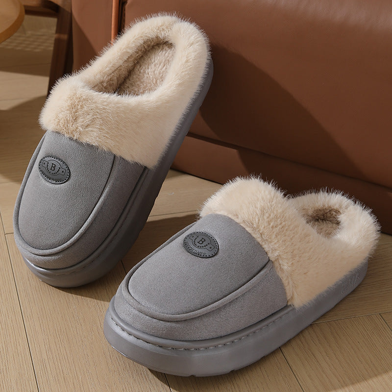 Winter Plüsch Hausschuhe für Männer Casual All-Match Warme Suede House Schuhe Indoor Anti-Rutsch-Boden Schlafzimmer Pantoffel