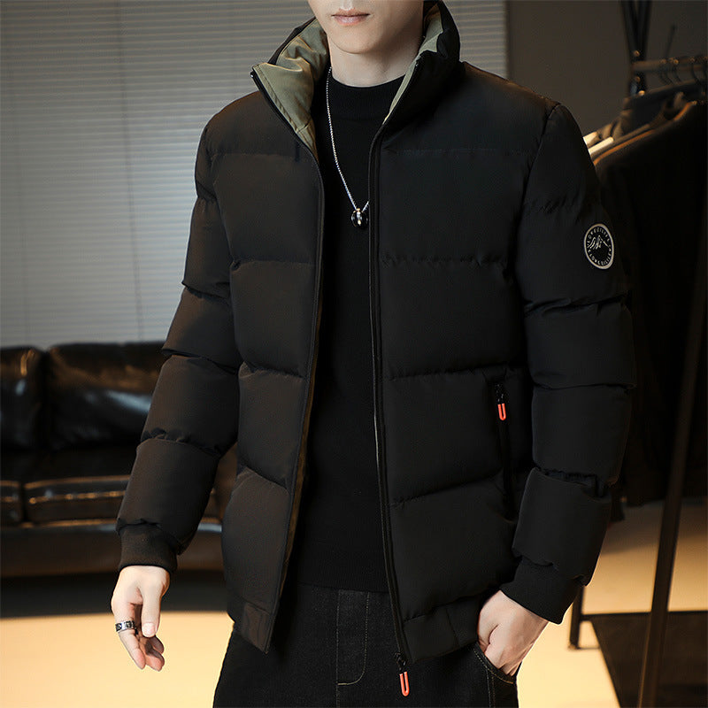 Men's Leisure Warm Windproof Zipped Stand Collar Winter Cotton-padded Jacket