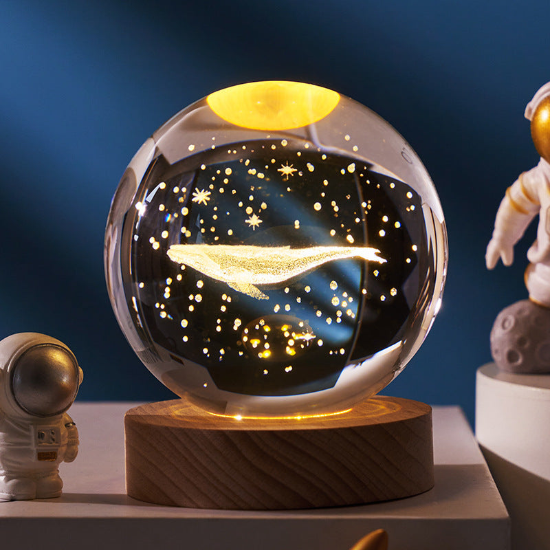 Leuchtender Sternen himmel und Planeten Mond Mond Kristall kugel Kleine Nacht lampe Projektion Ambiente Licht Kreatives Geschenk Neues seltsames Geschenk