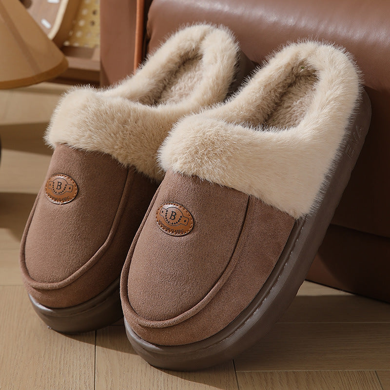 Winter Plüsch Hausschuhe für Männer Casual All-Match Warme Suede House Schuhe Indoor Anti-Rutsch-Boden Schlafzimmer Pantoffel