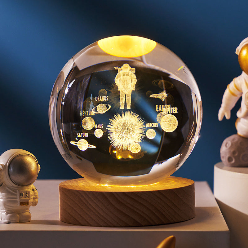 Leuchtender Sternen himmel und Planeten Mond Mond Kristall kugel Kleine Nacht lampe Projektion Ambiente Licht Kreatives Geschenk Neues seltsames Geschenk