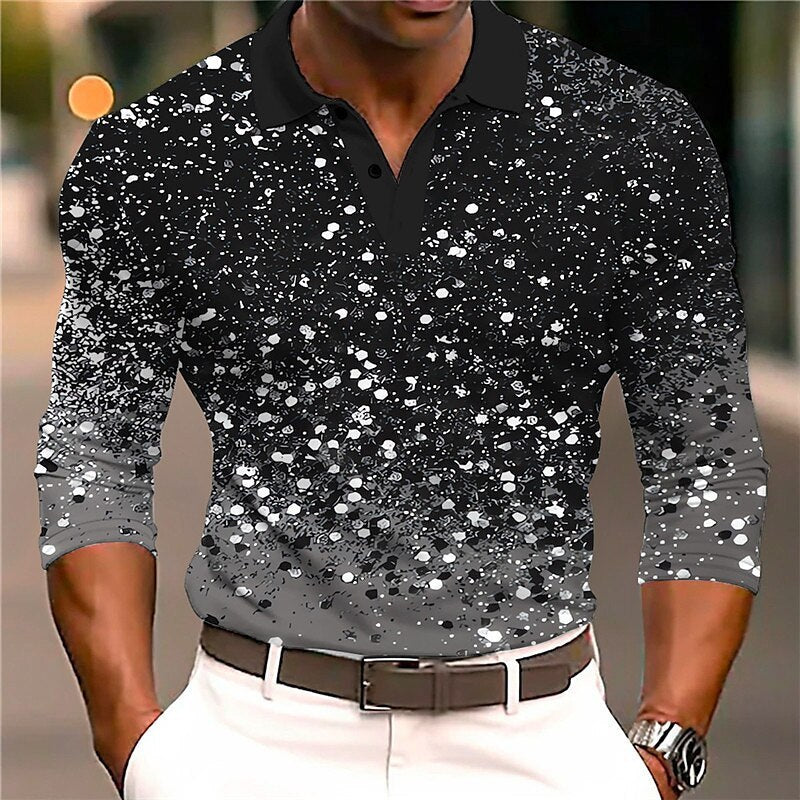 European And American Men's Casual Printed 3D Polo Shirt Outdoor Leisure Daily