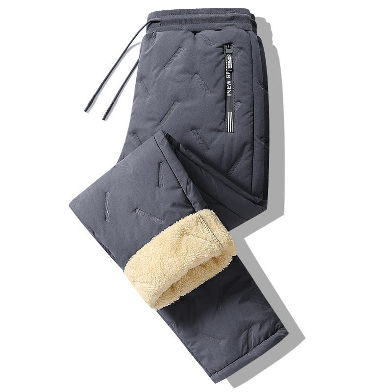 Lambswool Fleece Lined Padded Warm Keeping Loose Casual Pants