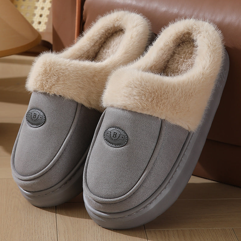 Winter Plüsch Hausschuhe für Männer Casual All-Match Warme Suede House Schuhe Indoor Anti-Rutsch-Boden Schlafzimmer Pantoffel