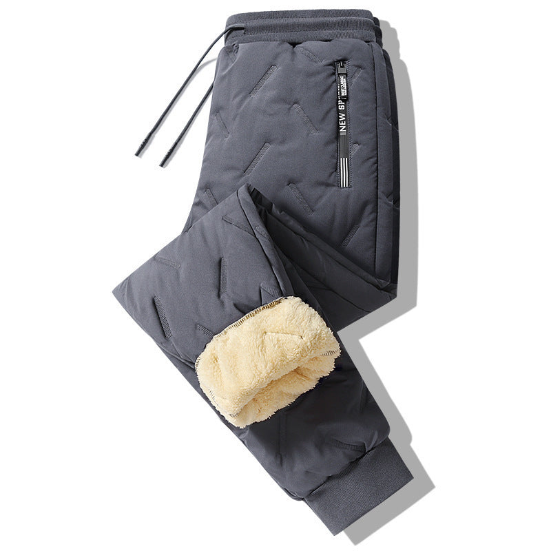 Lambswool Fleece Lined Padded Warm Keeping Loose Casual Pants